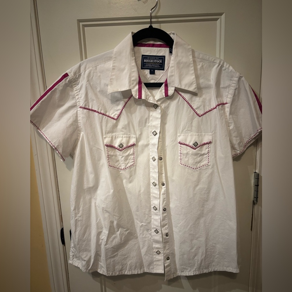 Panhandle Slim White and Pink western Shirt
